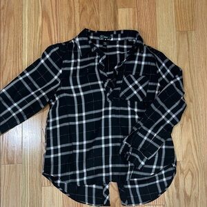 Black and White Plaid Button-Up Shirt